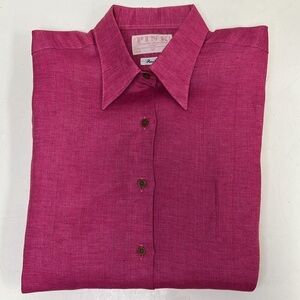 Thomas Pink Jermyn Street London 100%Pure Linen Button Down Blouse Size 8